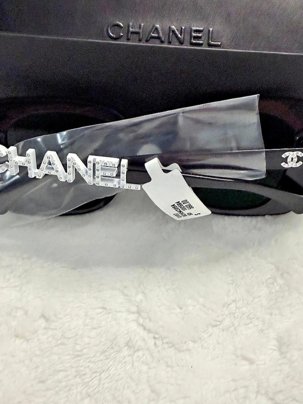 Chanel Square Acetate & Strass Sunglasses 5422B Black & White